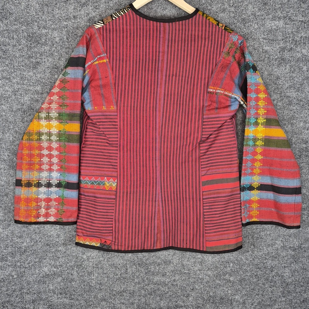 Neiman Marcus Vintage Women's Patchwork Jacket Boho Festival Wooden Button Small - Picture 2 of 7